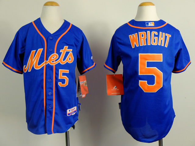 Youth New York Mets 5 Wright Blue MLB Jerseys